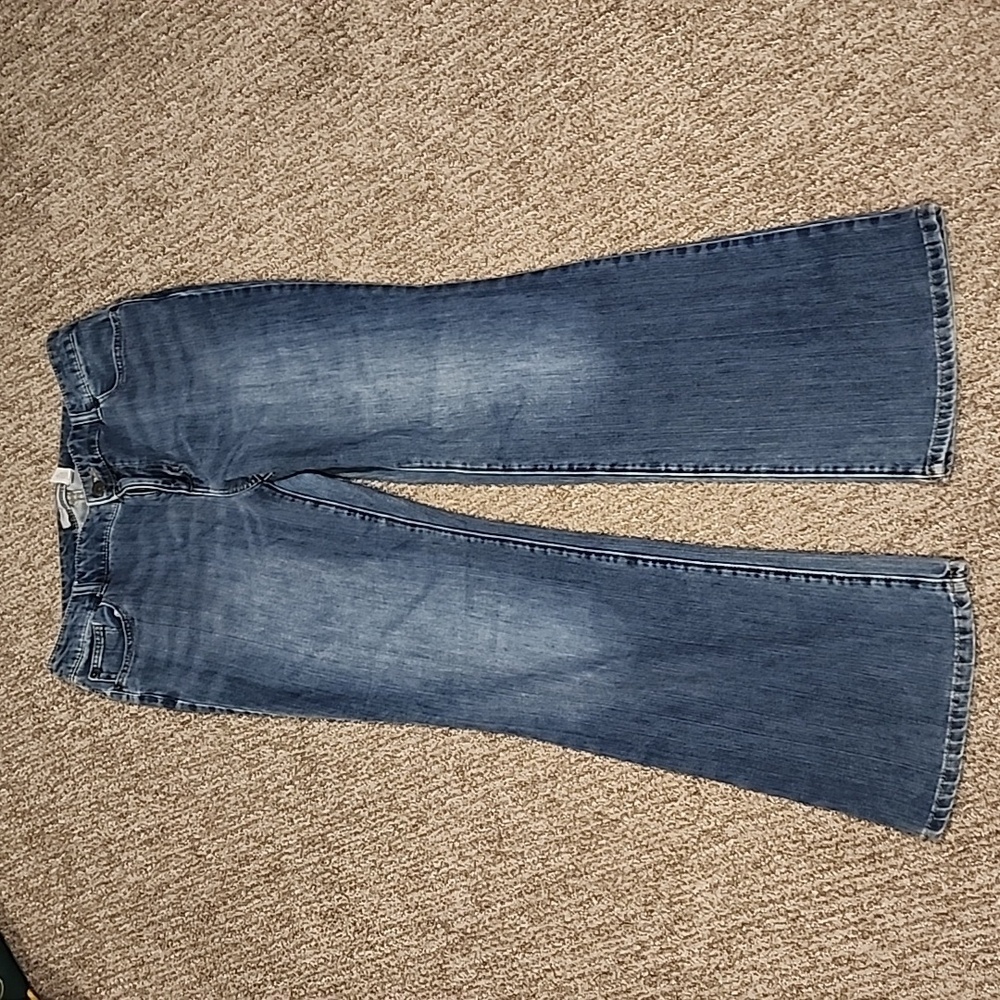 Chico's platinum denim size 12 (chico's)  blue jean straight leg inseam 30 1/2